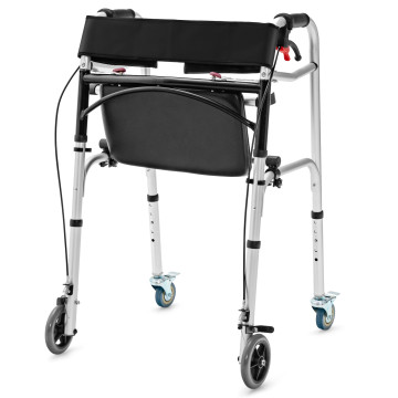 Height Adjustable Aluminum Walker with Rolling Wheels and Brakes